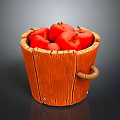 Practical Home Living Supplies Wooden Bucket With Fresh Red Apples