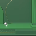 Green Geometric Scene With Sphere Steps And Gold Accent Lines