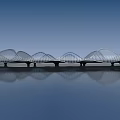 Modern Wave Shaped Bridge Spanning Water With Calm Reflection And Architectural Design 3d model