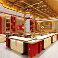 China Gold Jewelry Store With Golden Red Storefront And Elegant Display Counters