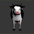 Low Poly 3D Cow Model With Black And White Stylized Character Design 3d model
