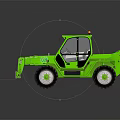 Green Industrial Forklift With Cab Large Tires And Front Forks For Material Handling