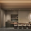 Modern Chinese Tea House Interior With Wooden Tables Chairs Tea Sets And Decorative Paintings