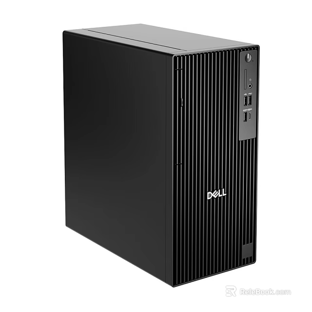 Dell Desktop Computer Tower With Sleek Black Design And Ventilated Panels 3d model 