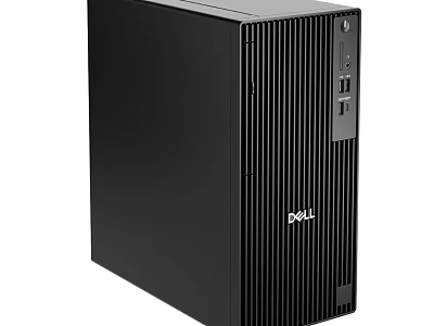 Dell Desktop Computer Tower With Sleek Black Design And Ventilated Panels 3d model