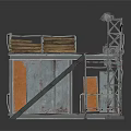 Industrial Scene Structure With Metal Frame Staircase And Platform Components