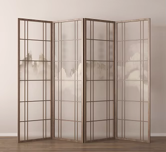 New Chinese-style Screen Partition Foldable Screen 3d model