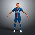 Football Player Character In PSG Blue Jersey With Tattoos And Sports Equipment