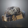 Intricate Sculpture Showcasing Heroic Character With Lion Creature And Stone Base 3d model