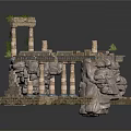 Detailed Ancient Ruins Scene With Stone Columns Platforms Vines And Blocks