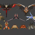 Various Types Of Mythical Flying Creatures With Unique Wing And Body Designs