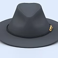 Classic Black Wide Brim Hat With Black Band And Golden Decorative Buckle