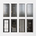 Stylish Swing Doors Various Modern Designs With Glass Panels And Metal Frames 3d model