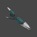 Green and White Futuristic Fighter Jet with Aerodynamic Design and Engine Details