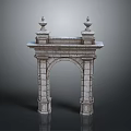 Classical Stone Arch Architectural Element With Decorative Columns And Carved Details