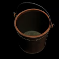 Tech Exhibition Hall Displaying Brown Bucket With Black Handle Green Interior And Stitched Details