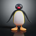Cute Penguin Doll With Black White Body Red Beak Yellow Trim And Orange Feet