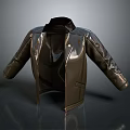Shiny Black Leather Jacket With Modern Sleek Design Front Open Style And Long Sleeves