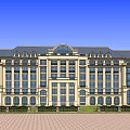 Classical European Style Multi Story Building With Symmetrical Design And Arched Windows