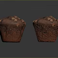 Freshly Baked Chocolate Muffins Topped with Chocolate Chunks on Dark Surface 3d model