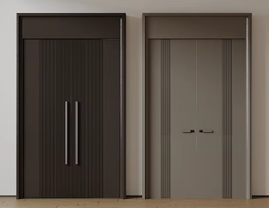 Modern double-door swing door entry door security door top-to-top opposite door 3d model