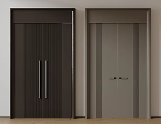 Modern double-door swing door entry door security door top-to-top opposite door 3d model