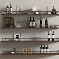 Stylish Wine Rack With Multiple Shelves Holding Wine Bottles Glasses And Decorative Items