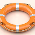 Orange Lifebuoy With Silver Stripes And Rope Design For Daily Use