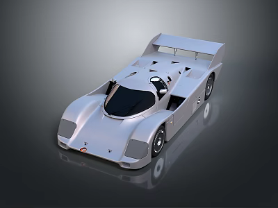 Silver Streamlined Racing Car With Rear Wing And Single Seat Design 3d model