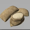 Three Brown Rice Bags With Green Marks One Open Revealing White Rice Grains Inside