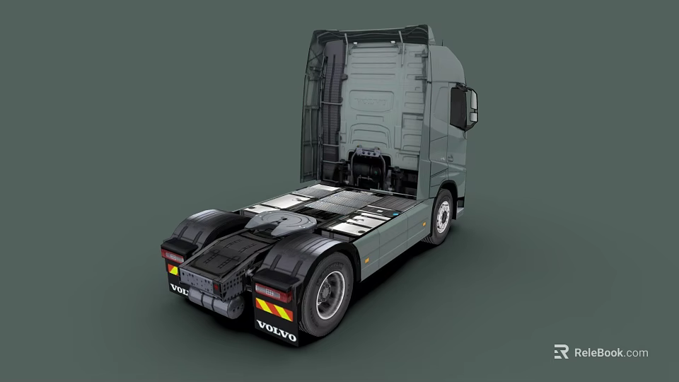 Volvo Truck Rear View With Chassis Structure And Wheels Design 3d model