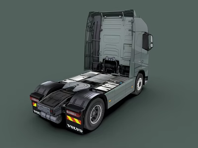 Volvo Truck Rear View With Chassis Structure And Wheels Design 3d model