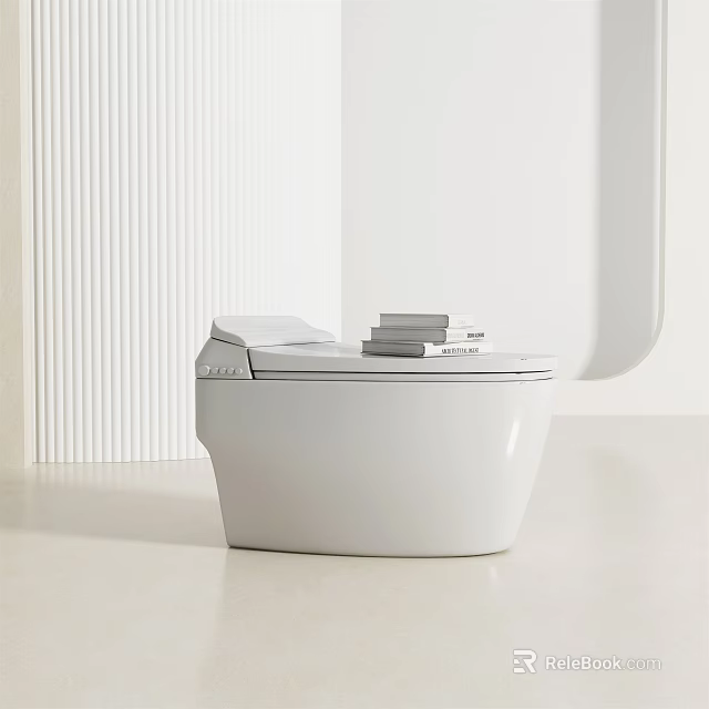 Sleek White Ceramic Smart Toilet With Automatic Lid In Modern Bathroom Interior 3d model 
