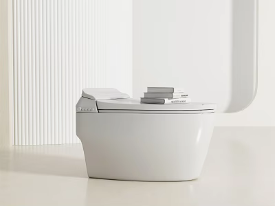 Sleek White Ceramic Smart Toilet With Automatic Lid In Modern Bathroom Interior 3d model
