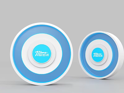 Two Mosta Circular Blue And White Speakers With Modern Design 3d model