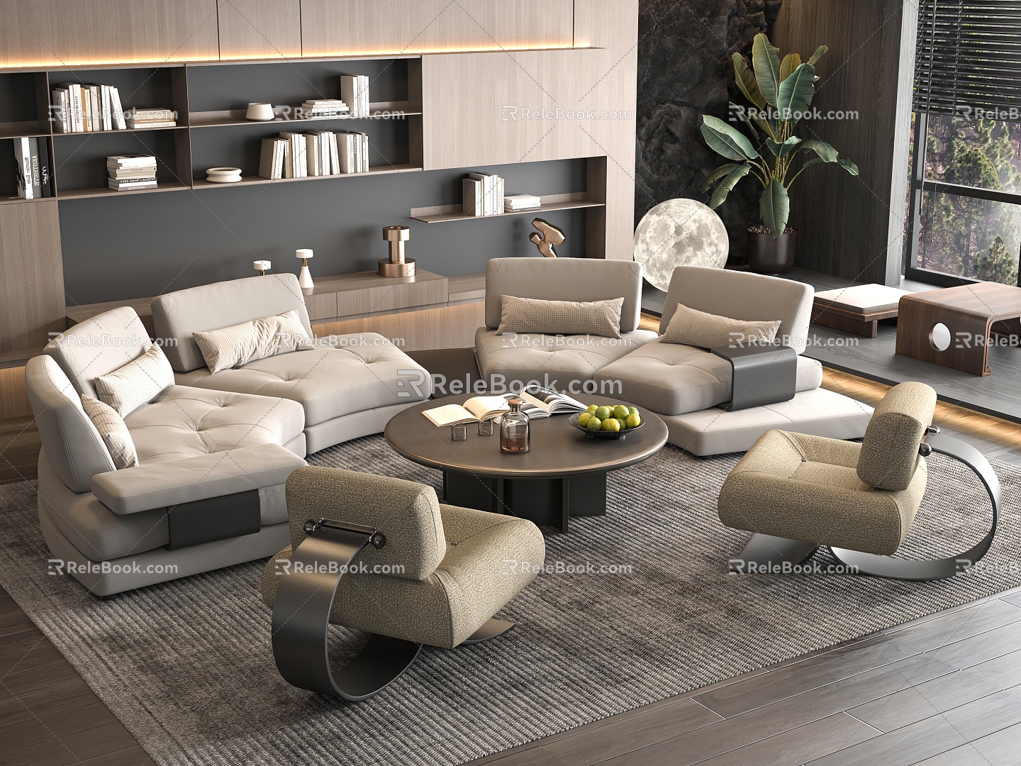 Sofa Coffee Table Combination Multi-person Corner Sofa Coffee Table Leisure Chair Side Table Corner Table 3d model