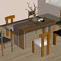 Contemporary Glass Dining Table Set With Wooden Chairs Decorative Vase And Natural Light