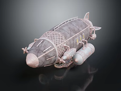 Detailed Vintage Airship Model With Metal Structure Netting And Engines 3d model