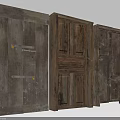 Three Rustic Wooden Doors With Vintage Texture And Metal Handles