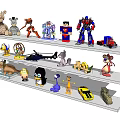 Assorted Stuffed Toys Collection on Three Tiered Shelf with Diverse Characters