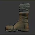 Brown Leather Boots With Laces And Gray Knitted Cuffs For Everyday Wear
