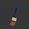 Black Handle Paint Brush With Purple Bristles And Metal Ferrule Isolated On Dark Background