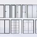 Different Sliding Door Styles Featuring Glass Panels And Frame Designs For Home 3d model