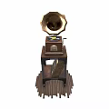 Vintage Wooden Phonograph Classic Electrical Appliance With Horn Speaker And Stand Design