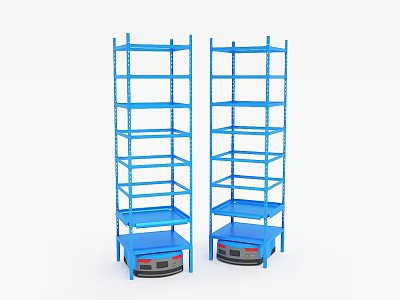 Blue Mobile Multi Tiered Metal Display Shelves For Storage And Showcase 3d model