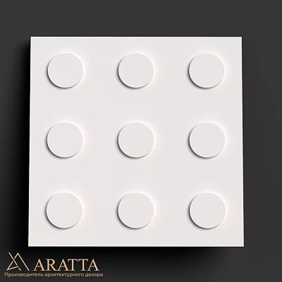 White Wall Surface With Nine Circular Protrusions In 3x3 Grid Arrangement 3d model