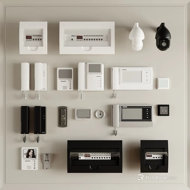 Wall Mounted Home Electrical Appliances With Security And Control Devices 3d model 