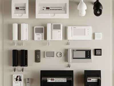 Wall Mounted Home Electrical Appliances With Security And Control Devices 3d model
