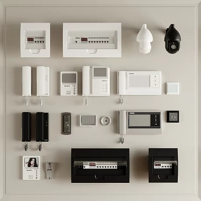 Wall Mounted Home Electrical Appliances With Security And Control Devices 3d model