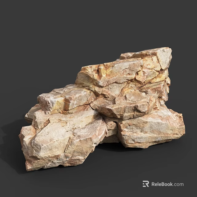 Natural Outdoor Rock Formation With Stacked Stones Textured Surface And Earth Tones 3d model 